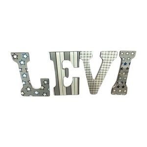 Hand Painted Kid’s Name Sign for Room or Nursery.🩶LEVI💙